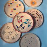 Set of 6 Artful Snack Plates (for the price of 5) made by ceramic