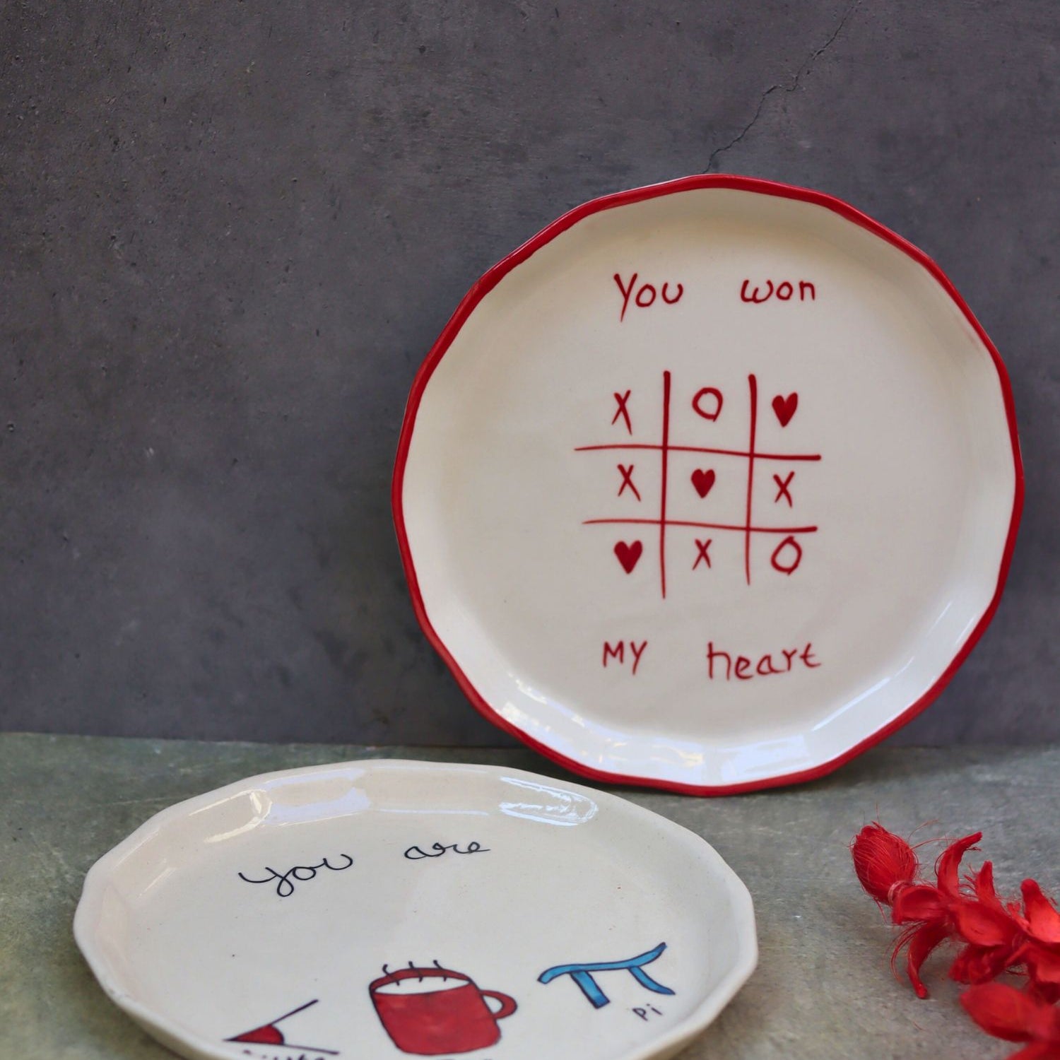 handmade Set of 2 - You won my Heart & Cutie pie plates combo
