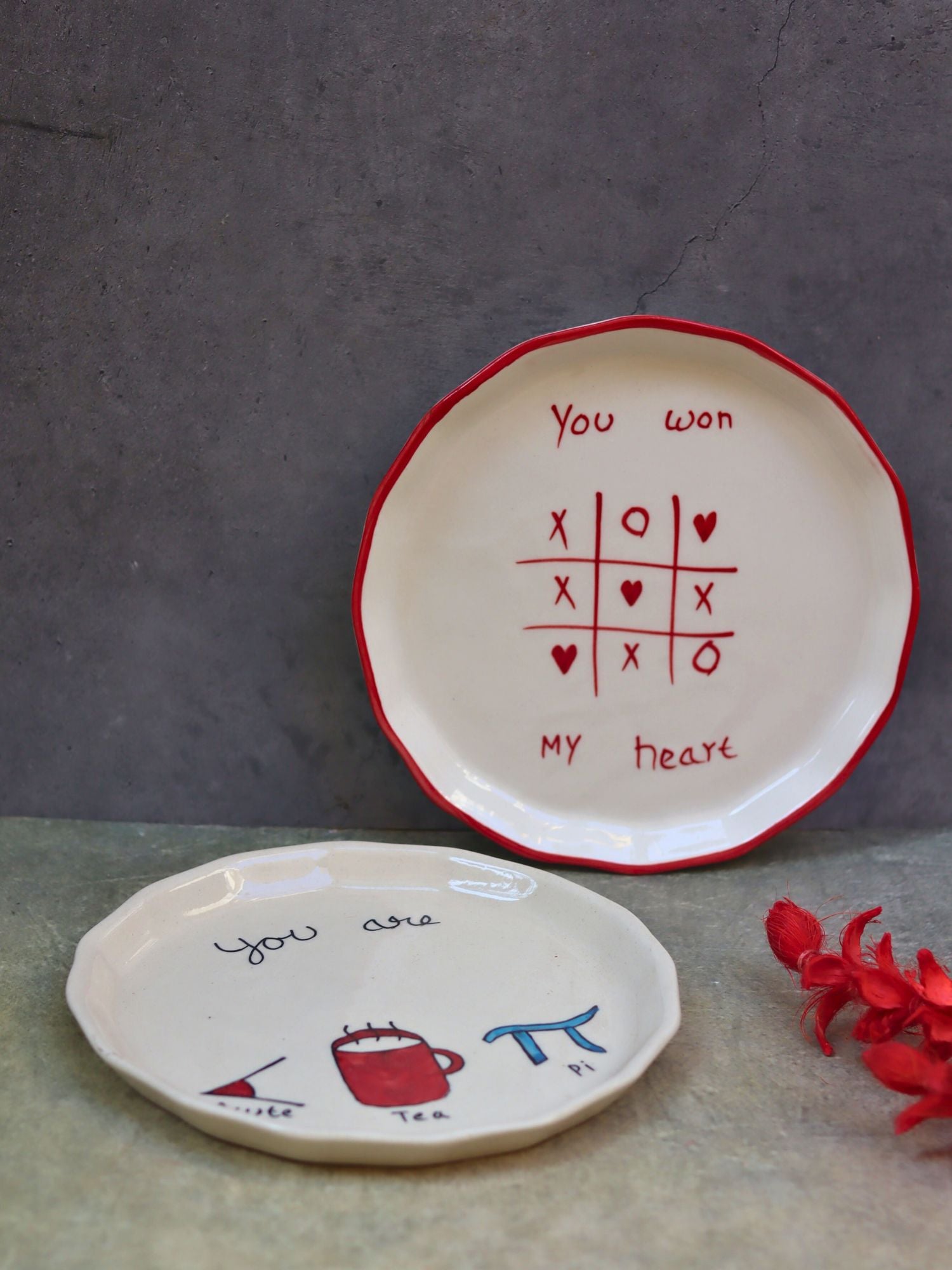 handmade Set of 2 - You won my Heart & Cutie pie plates combo