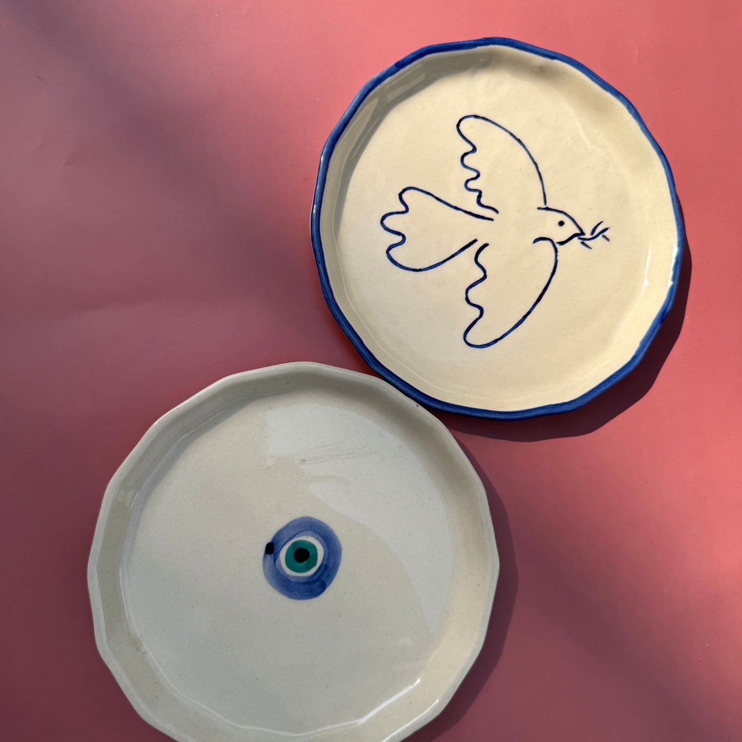 Evil eye & Birdie Snack Plate made by ceramic