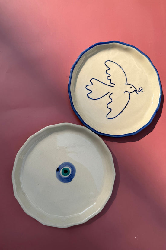 Evil eye & Birdie Snack Plate made by ceramic