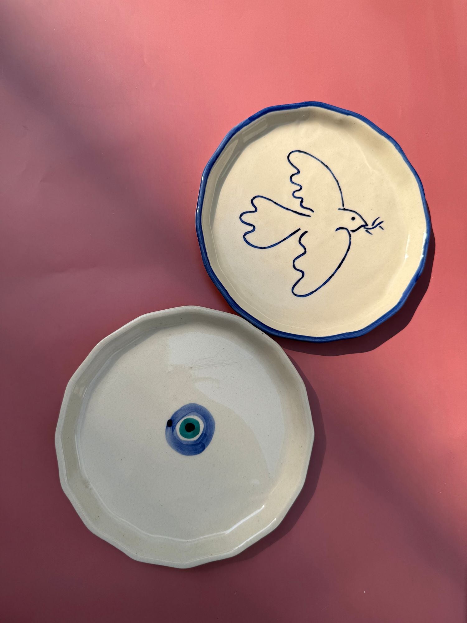 Evil eye & Birdie Snack Plate made by ceramic