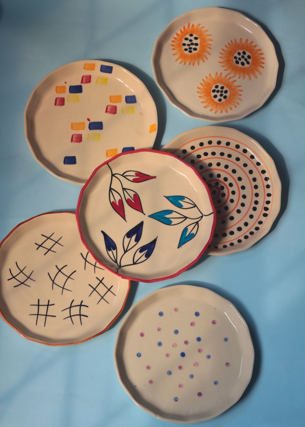 Set of 6 Artful Snack Plates (for the price of 5) handmade in india