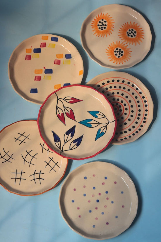 Set of 6 Artful Snack Plates (for the price of 5) handmade in india