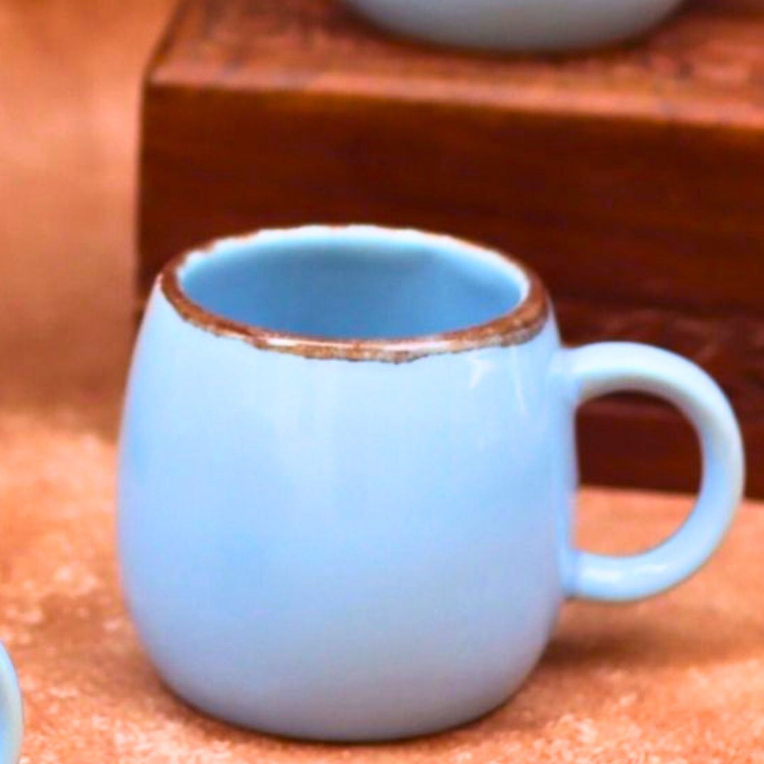 Sky Blue Ovule Tea Cups made by ceramic