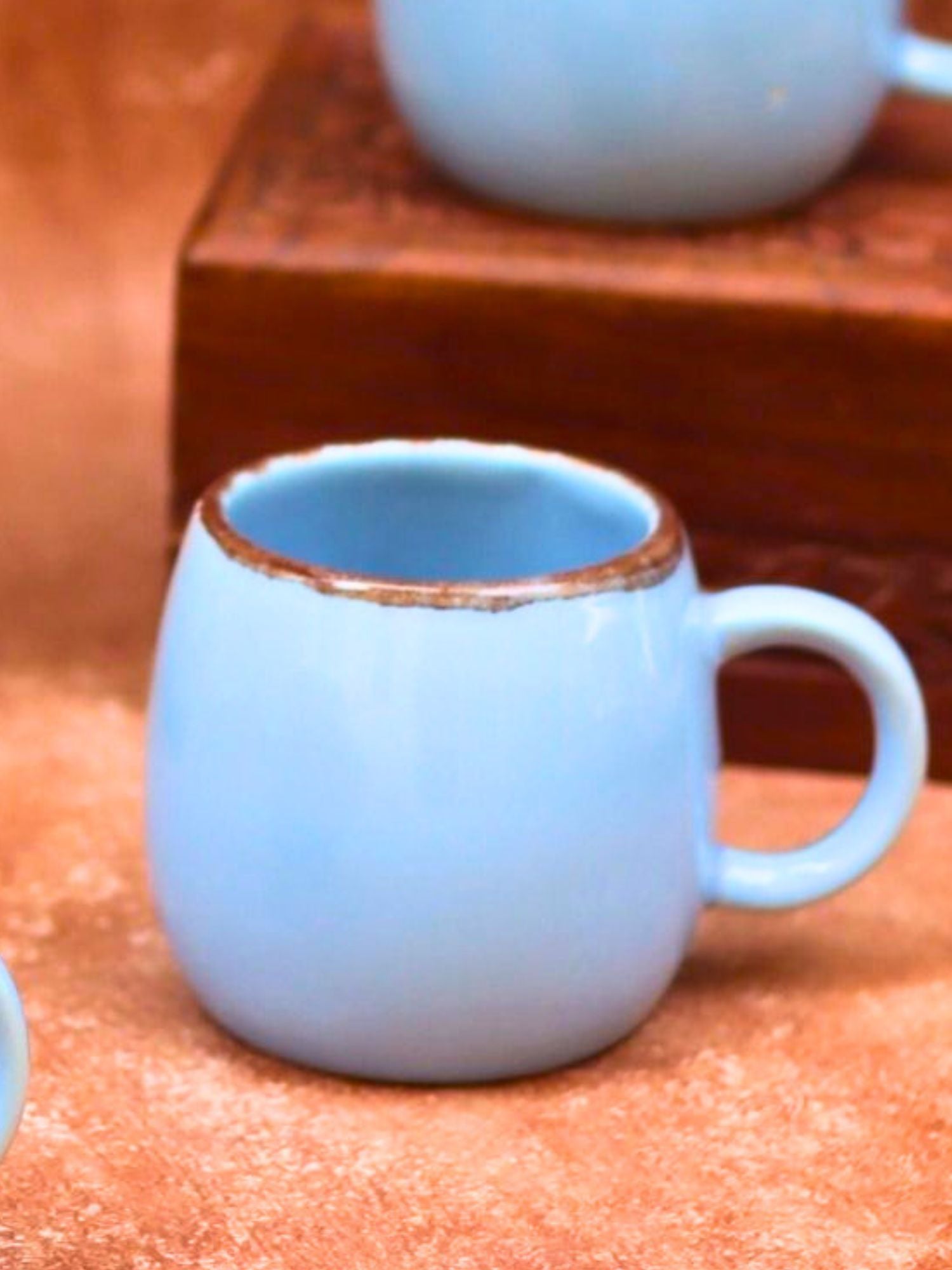 Sky Blue Ovule Tea Cups made by ceramic