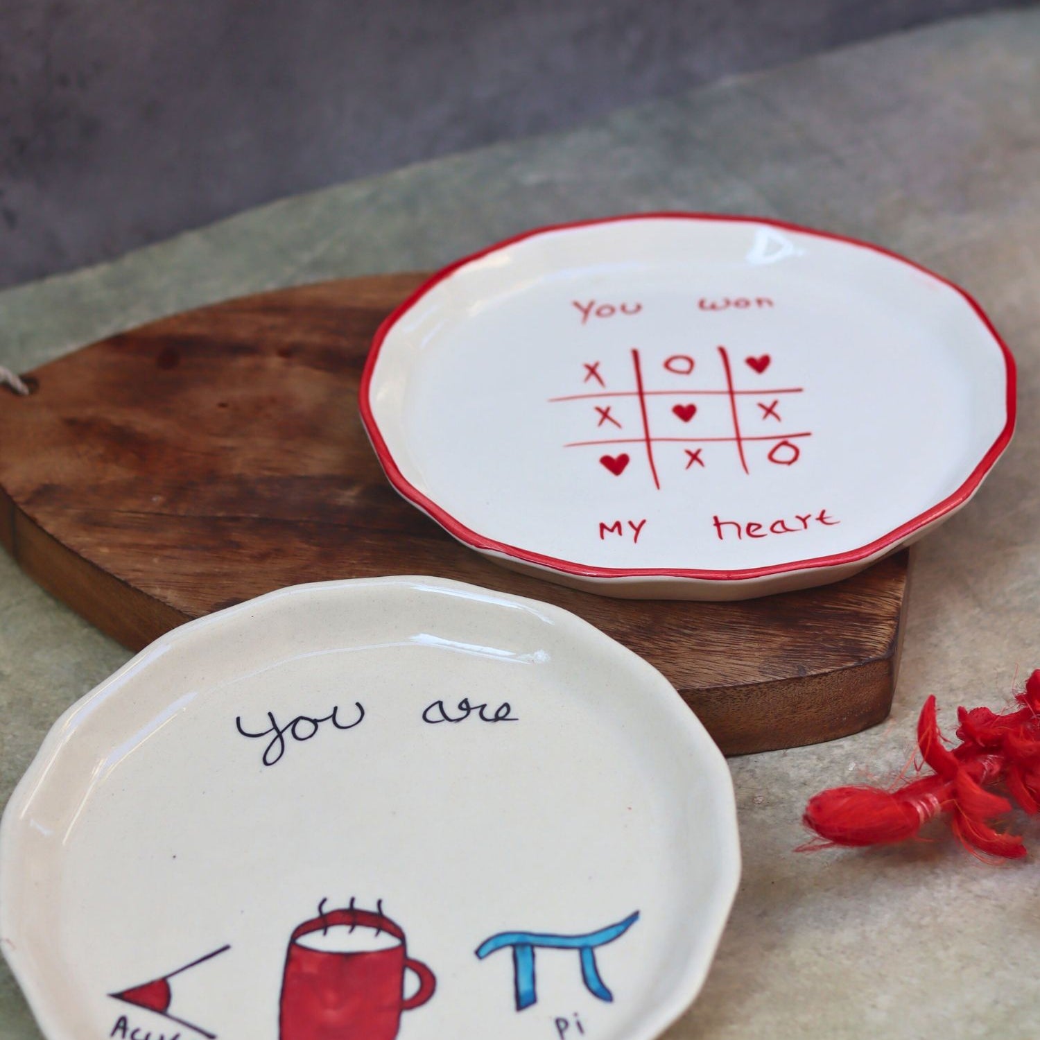 Set of 2 - You won my Heart & Cutie pie plates combo made by ceramic