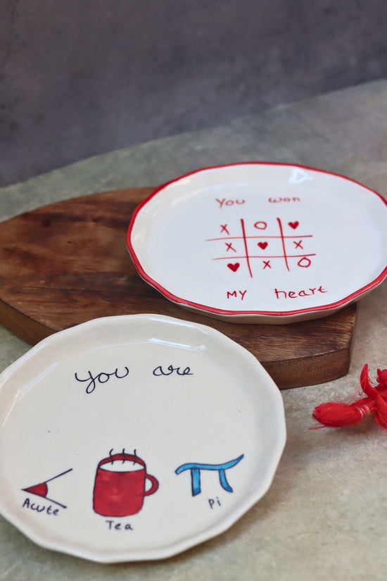 Set of 2 - You won my Heart & Cutie pie plates combo made by ceramic