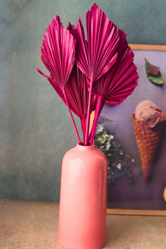 magenta palm leaf bunch handmade in india 