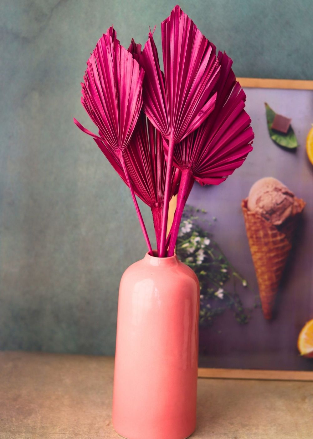 magenta palm leaf bunch handmade in india 