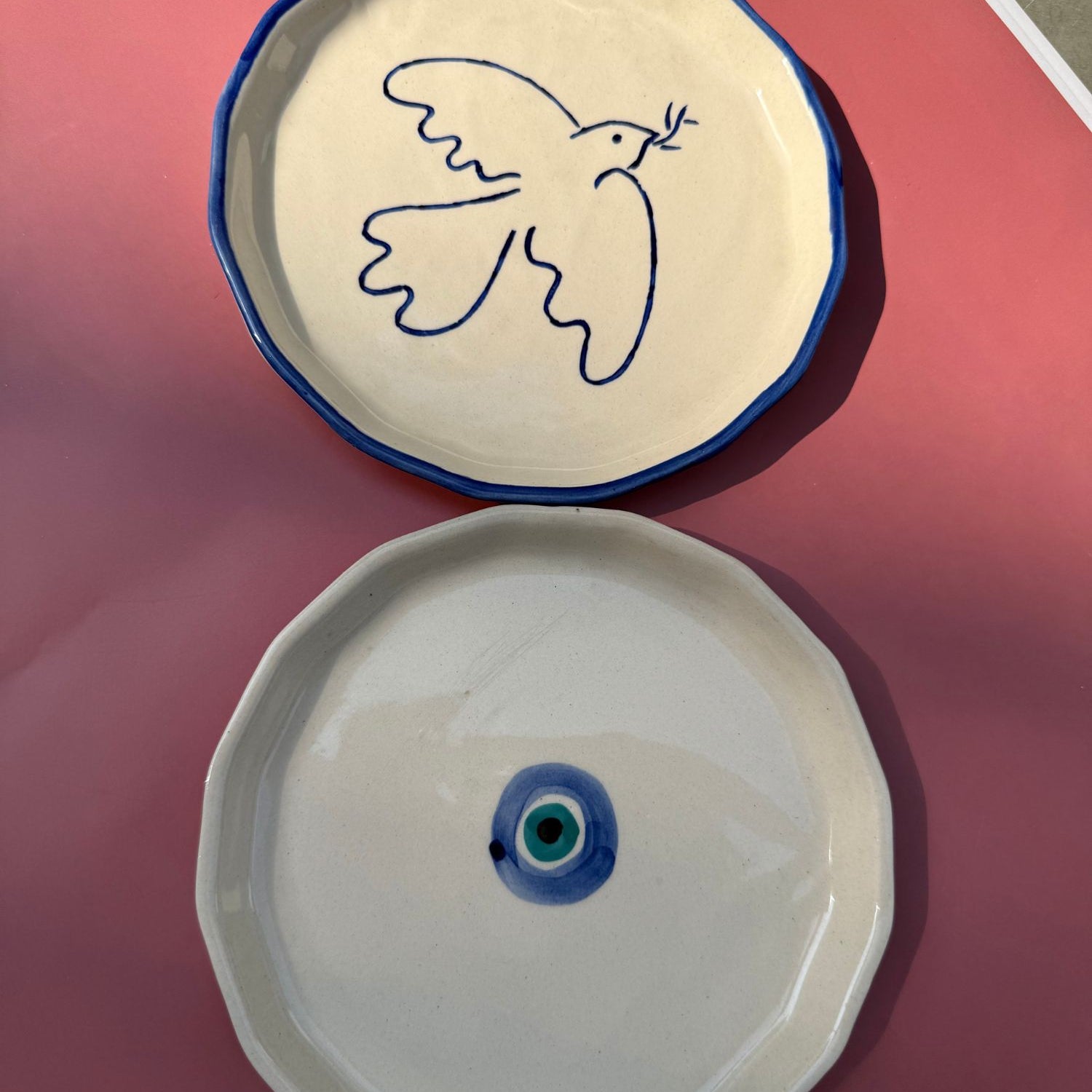 Evil eye & Birdie Snack Plate handmade in India