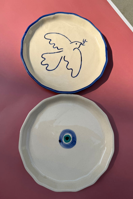 Evil eye & Birdie Snack Plate handmade in India