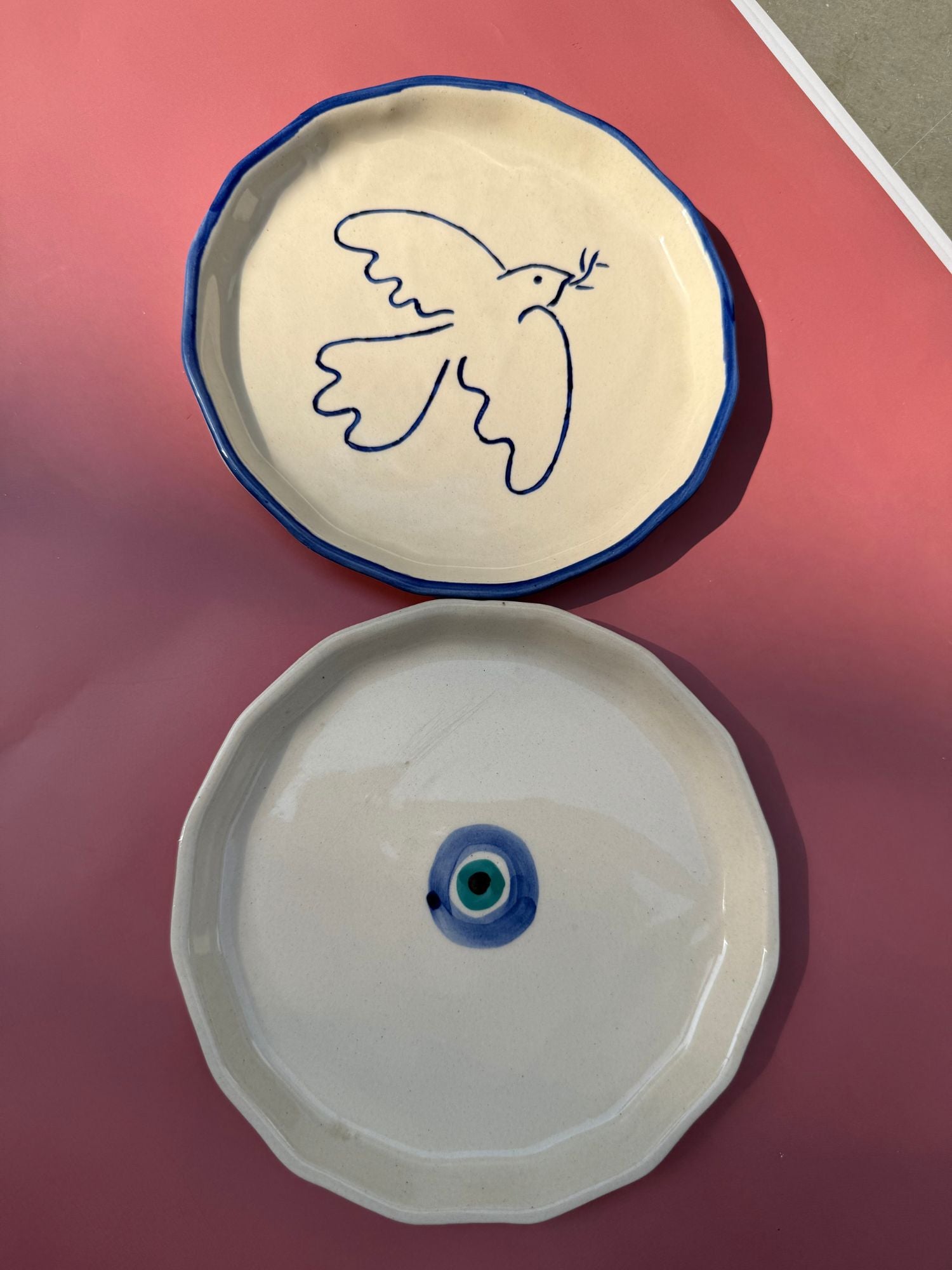Evil eye & Birdie Snack Plate handmade in India