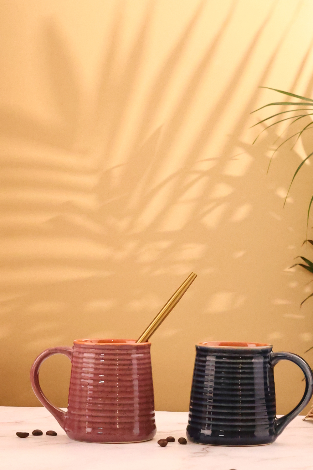 Indigo & Lavender Coffee Mugs - Set of Two