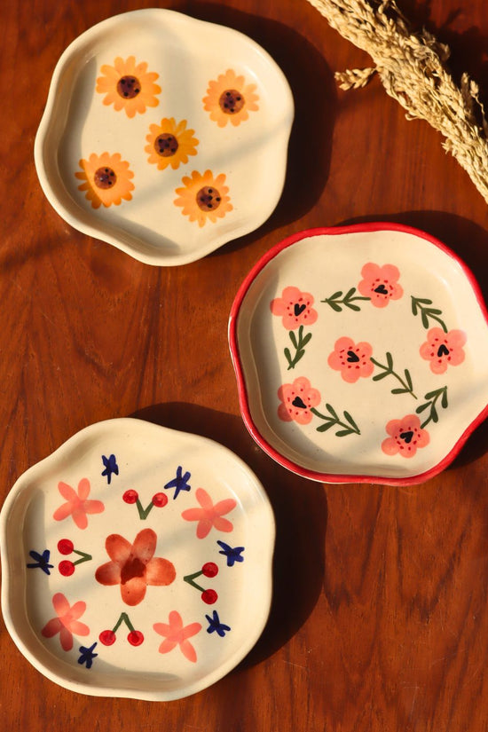Handmade Set of 3 - Sweet Blooms handmade Dessert Plates