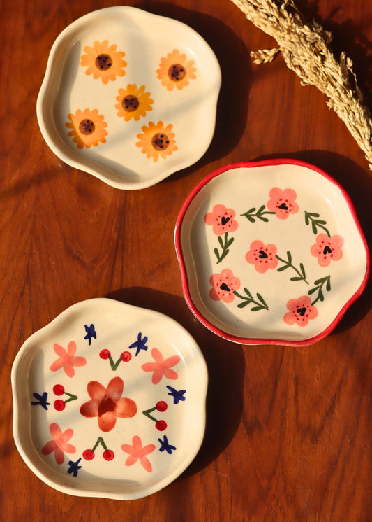 Handmade Set of 3 - Sweet Blooms handmade Dessert Plates