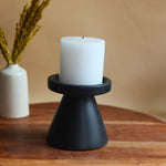 Black Pillar Candle Holder - Small handmade in india