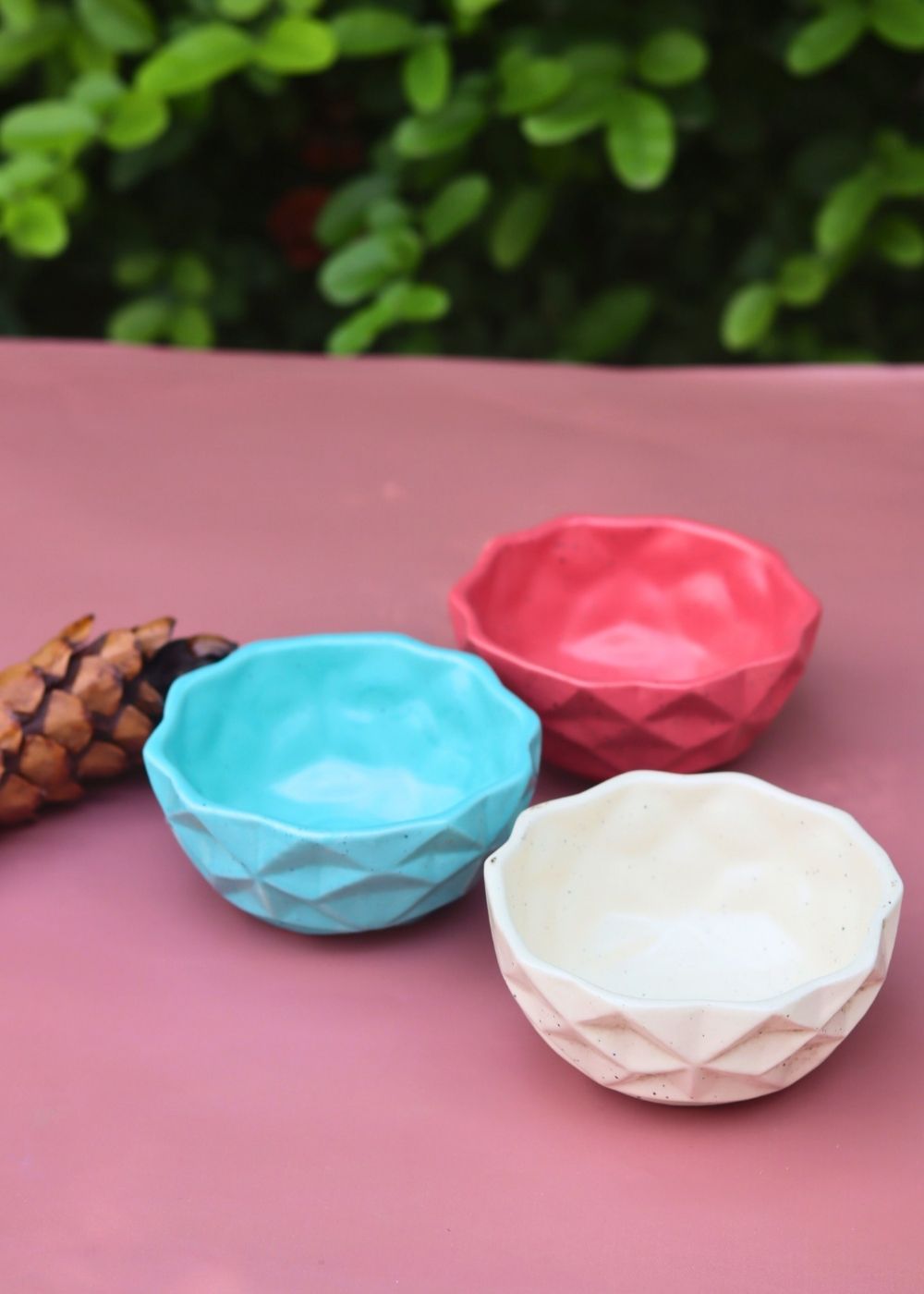 Set of 3 - Diamond Bowls combo made by ceramic