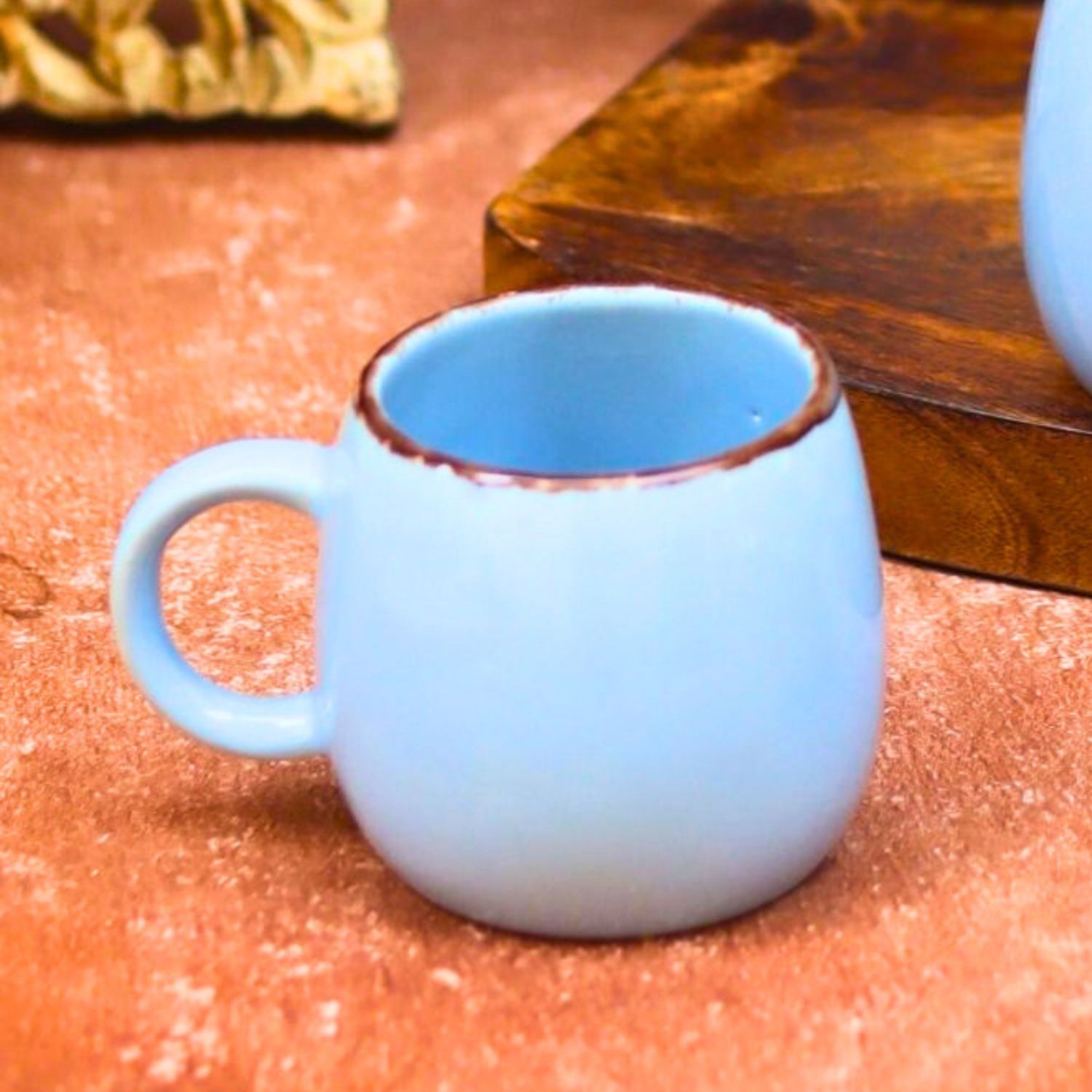 Handmade Sky Blue Ovule Tea Cups