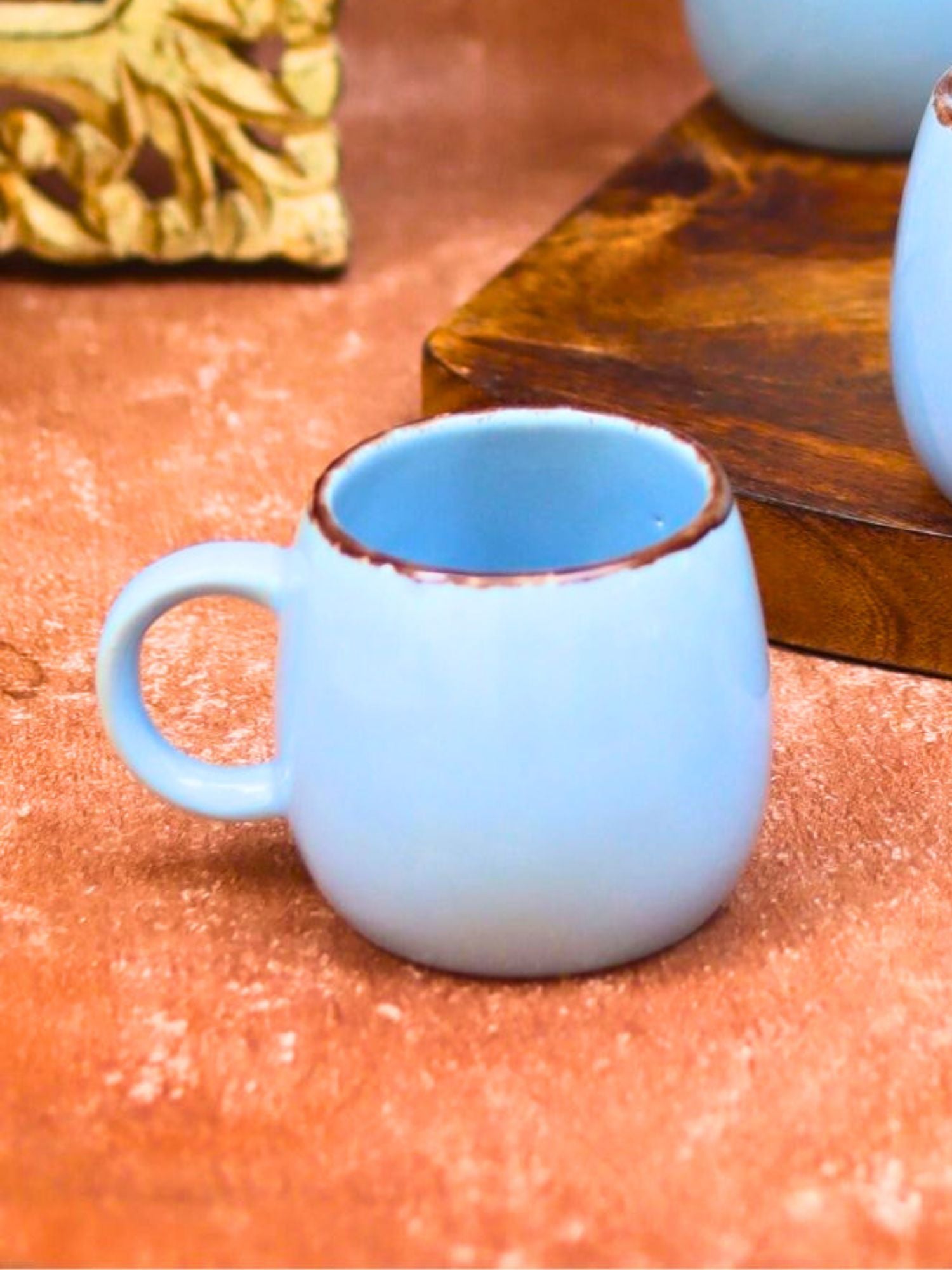 Handmade Sky Blue Ovule Tea Cups