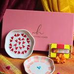 Heart & Striped Heart Handmade Dessert plate Rakhi Gift box with premium quality material