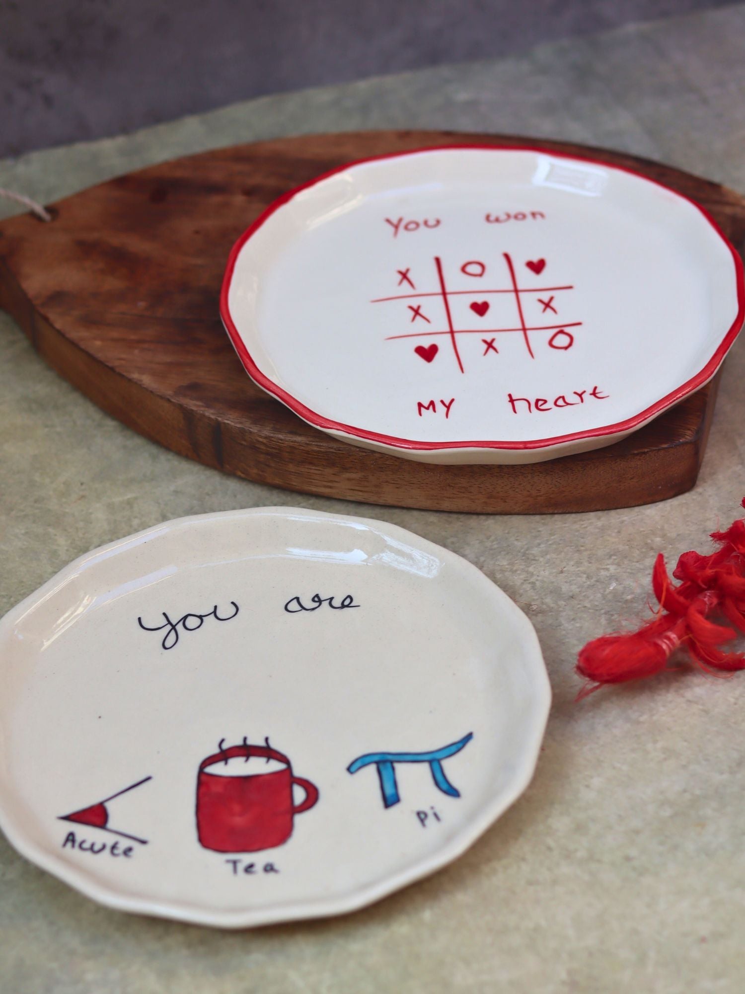 Set of 2 - You won my Heart & Cutie pie plates combo with premium quality material