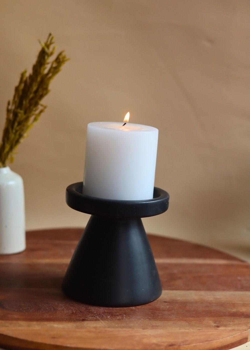 Black Pillar Candle Holder - Small with premium quality material