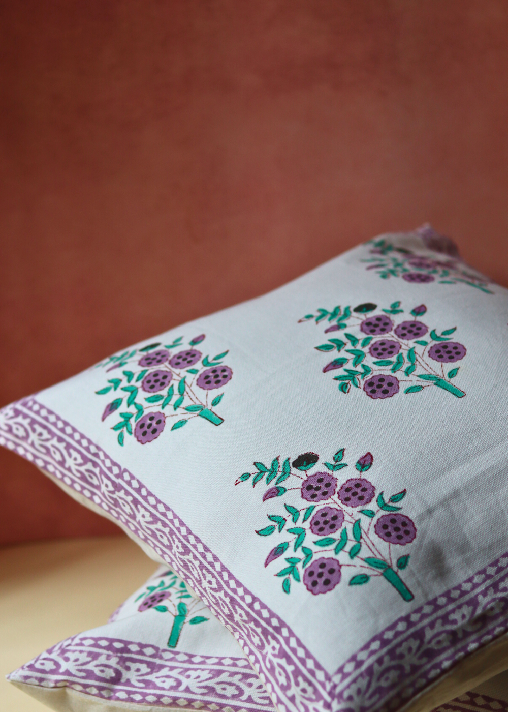 Handprinted cushion covers