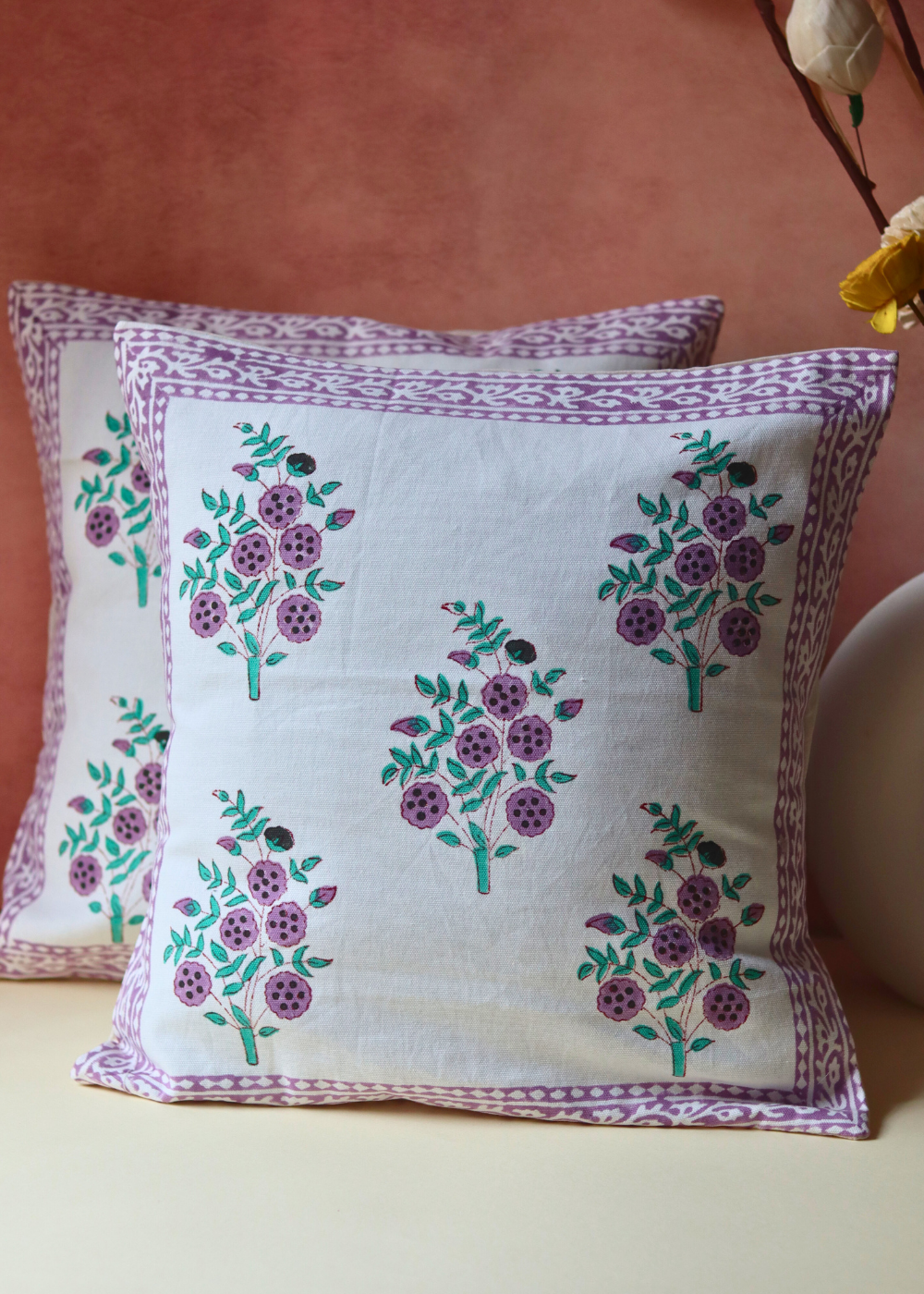 cushion cover, purple cushion cover, cotton cushion cover