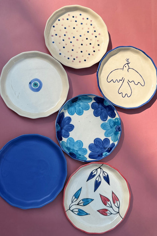 Set of 6  Blue Bliss snack plates combo (for the price of 5) made by ceramic