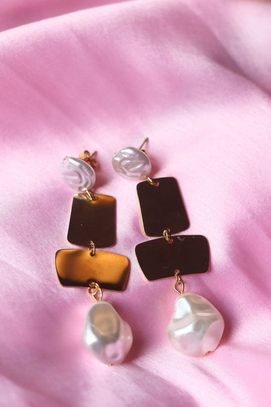Dangling Pearl Earrings handmade in India