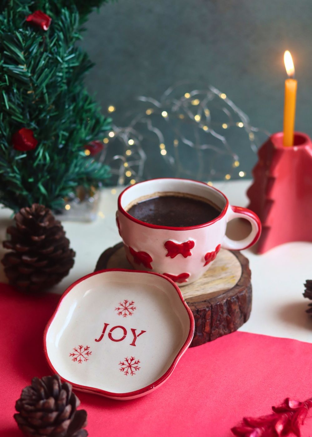 Bow Mug & Joy Handmade Dessert Plate made by ceramic