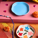Brightday & Ocean Blue Handmade Dessert plate Rakhi Gift box onl y for this raksha bandhan