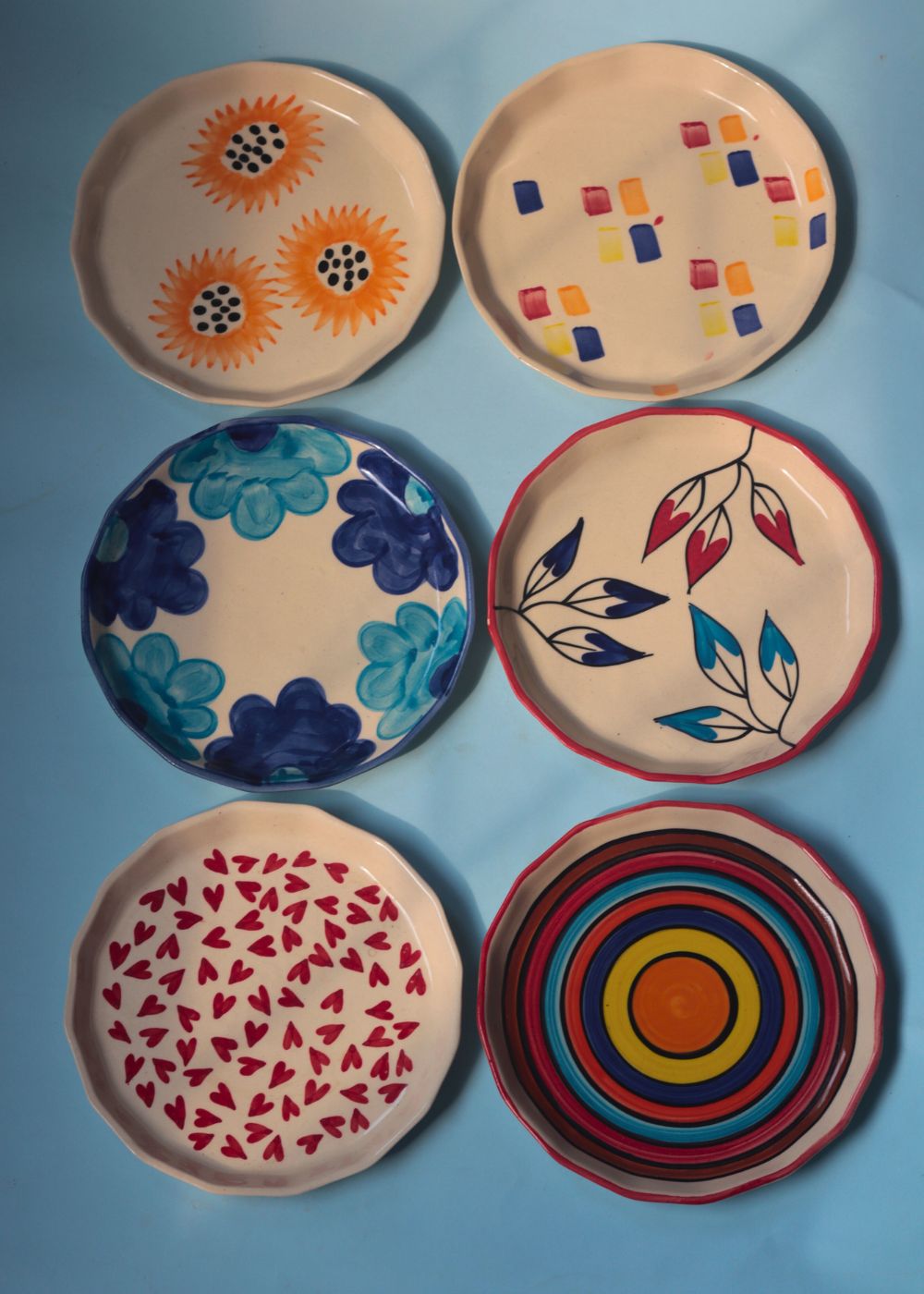 Handmade Set of 6 Ceramic Snack Plates (for the price of 5)