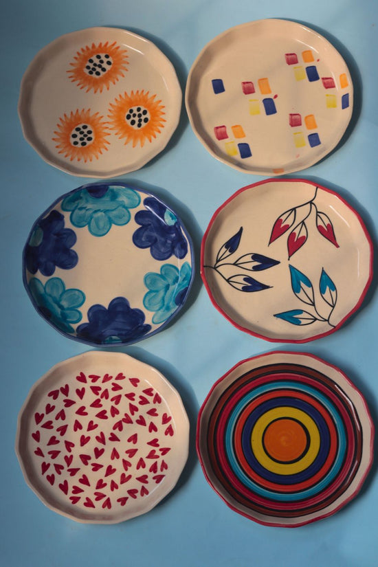 Handmade Set of 6 Ceramic Snack Plates (for the price of 5)