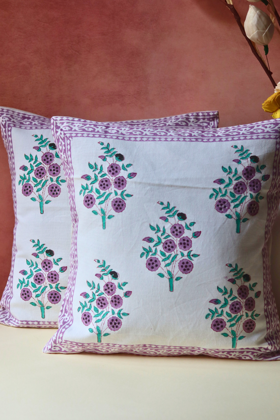 Purple flower cushion covers