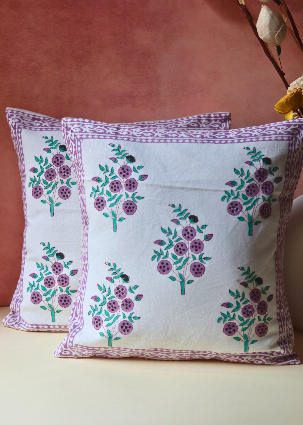 Purple flower cushion covers