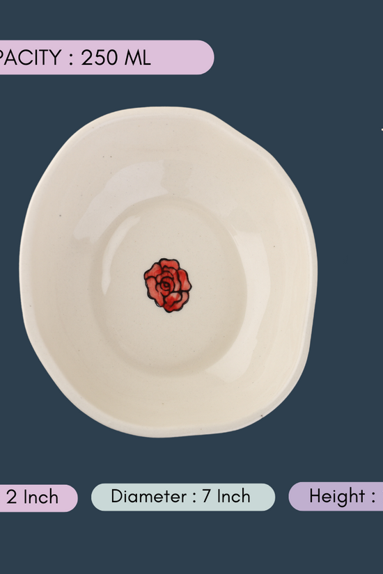 handmade roses curry bowls with measurement