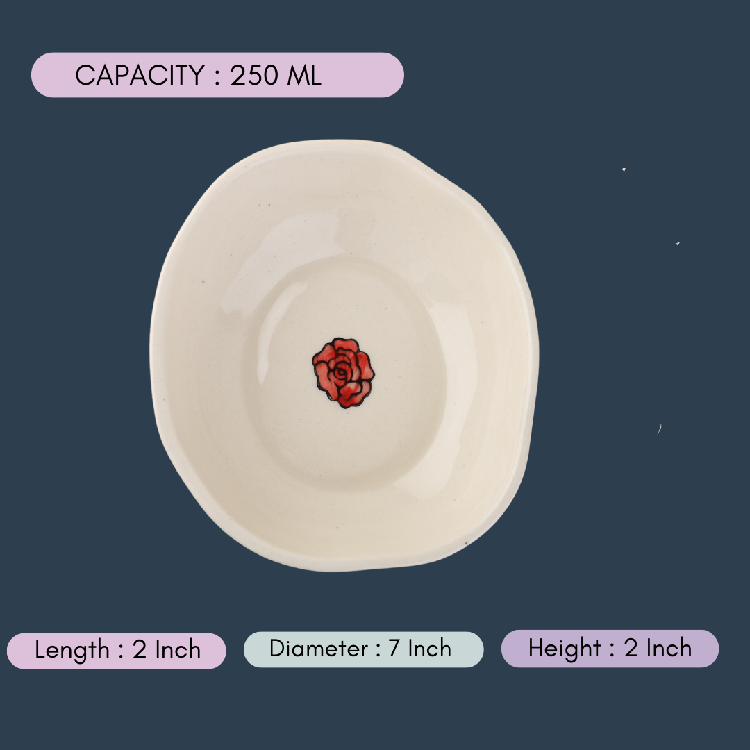 handmade roses curry bowls with measurement
