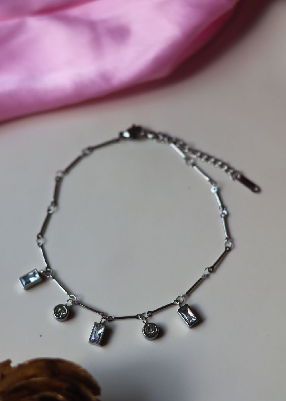 Hypoallergic Silver Charm Anklet