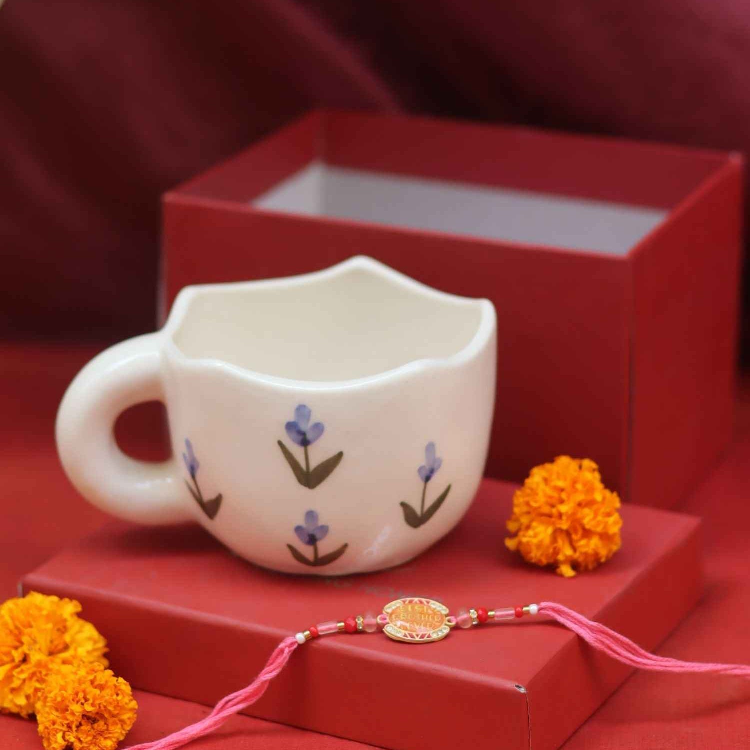 Blue tulip Mug rakhi Gift Box
