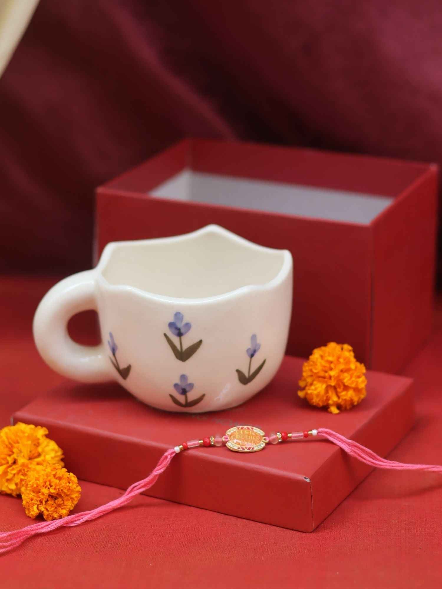 Blue tulip Mug rakhi Gift Box