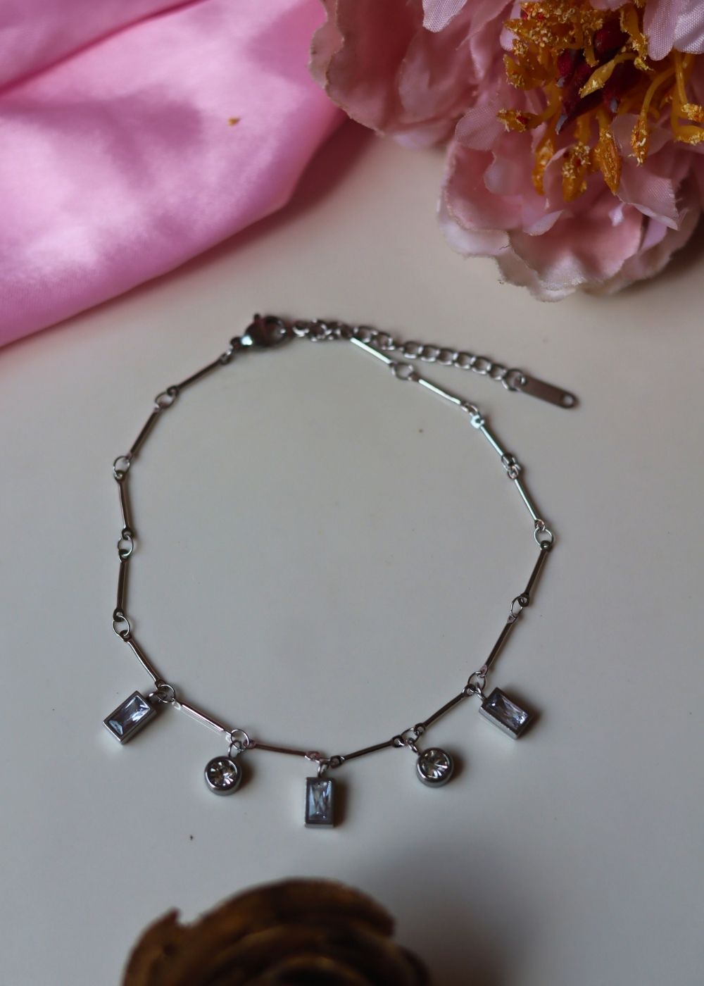 waterproof Silver Charm Anklet