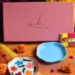 Brightday & Ocean Blue Handmade Dessert plate Rakhi Gift box made by ceramic