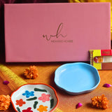 Brightday & Ocean Blue Handmade Dessert plate Rakhi Gift box made by ceramic