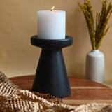 Black Pillar Candle Holder - Medium handmade in india