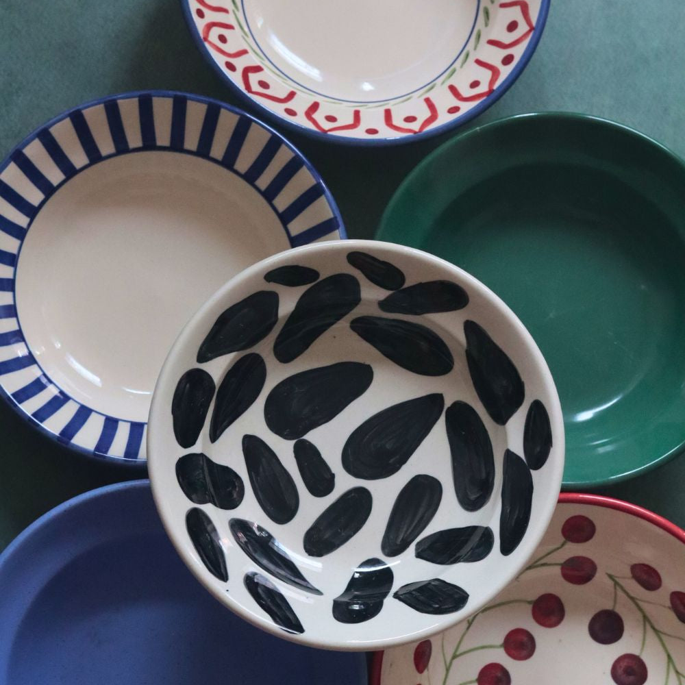 Set of 6 (Handpainted & Neutral) Pasta Plate for the price of 5 made by ceramic