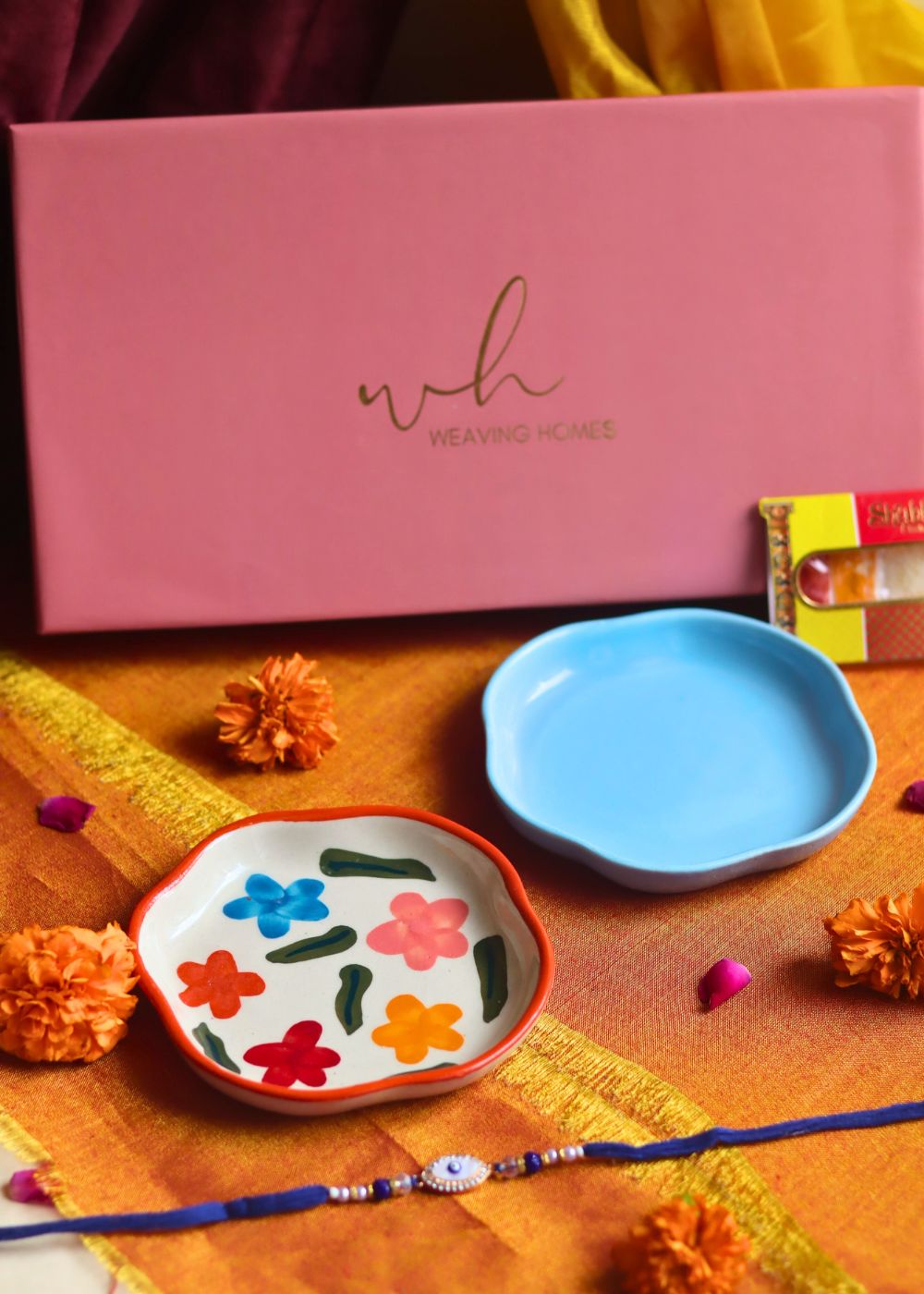 Brightday & Ocean Blue Handmade Dessert plate Rakhi Gift box made with premium quality material
