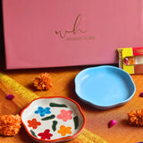 Brightday & Ocean Blue Handmade Dessert plate Rakhi Gift box made with premium quality material