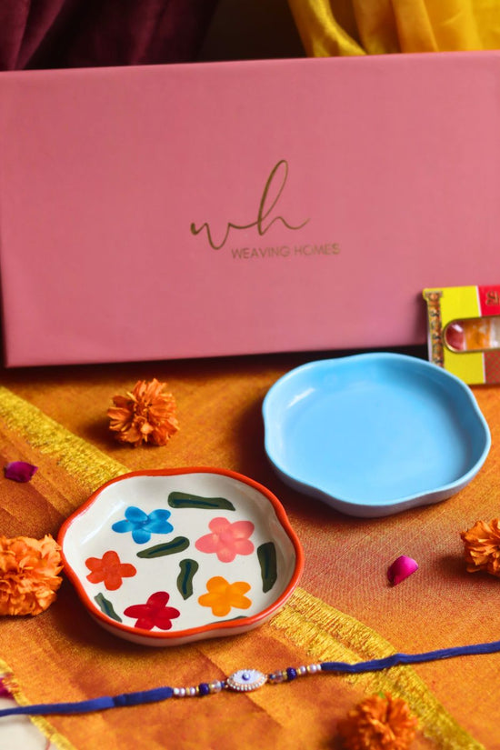 Brightday & Ocean Blue Handmade Dessert plate Rakhi Gift box made with premium quality material